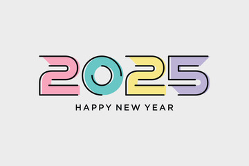 Wall Mural - 2025 happy new year logo design template vector illustration with creative idea