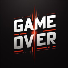 Sticker - Illustration with game over typography on a black background, Generative Ai.