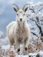 Wall Mural - mountain goat in snow