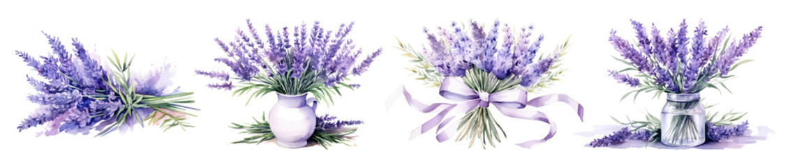 Wall Mural - Lavender flower watercolor set