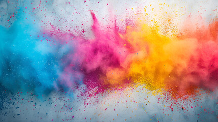 Wall Mural - Colorful powder explosion on gray background, 