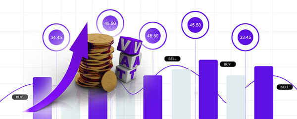 Poster - 3d rendering Stock market online business concept. business Graph with gold coin