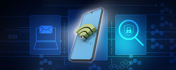 Poster - 3d illustration Transmitter mobile WiFi
