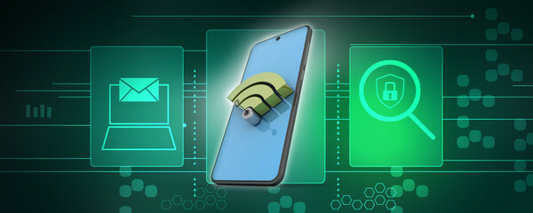 Poster - 3d illustration Transmitter mobile WiFi