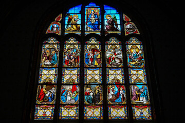 Sticker - Stained glass window in the church of Sainte-Marie-Madeleine of Montargis in the French department of Loiret in Burgundy, France