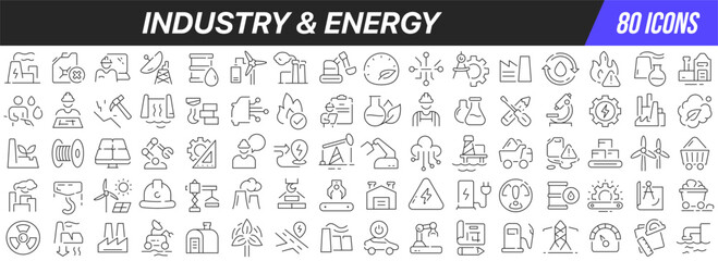 Poster - Industry and energy line icons collection. Big UI icon set in a flat design. Thin outline icons pack. Vector illustration EPS10