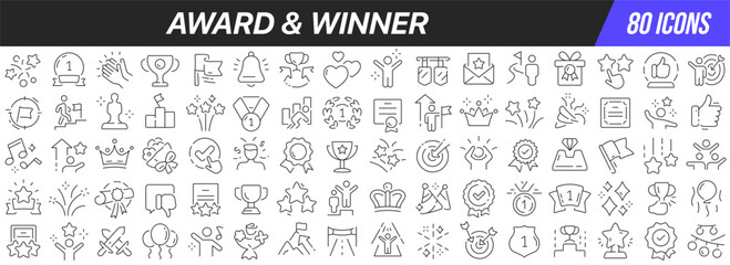 Wall Mural - award and winner line icons collection. big ui icon set in a flat design. thin outline icons pack. v