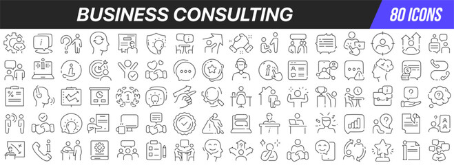 Wall Mural - Business consulting line icons collection. Big UI icon set in a flat design. Thin outline icons pack. Vector illustration EPS10