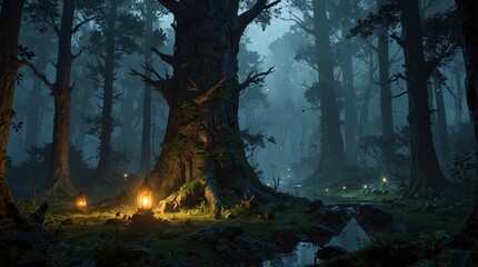 Wall Mural - Game art medieval and impressive forest