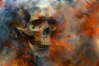 © Pierre Villecourt - Abstract Skull in Fiery and Smoky Brushstrokes