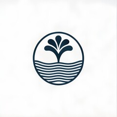Wall Mural - illustration of a tropical island. icon. logo. beach. circle. Waveline
