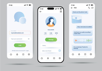 Aufkleber - Message app concept in flat design. A convenient and minimalist application for communication, designed in a simple and modern style. Vector Illustration.