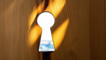 Poster - Golden light shining through keyhole creates dramatic effect - Photo