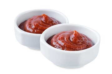 Wall Mural - Ketchup sauce in a bowl on a white isolated background