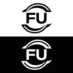 FU logo. F U design. White FU letter. FU, F U letter logo design. F U letter logo design in FIVE, FOUR, THREE, style. letter logo set in one artboard. F U letter logo vector design.	
