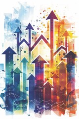 Poster - Financial Success: Vector Illustration of Bullish Stock Market Chart with Upward Arrows and Data Points