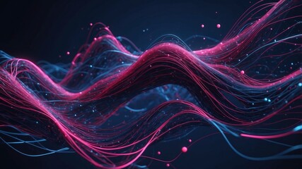 Wall Mural - dynamic abstract representation of big data, featuring dark blue and pink lines representing data fl