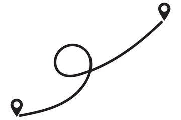 Poster - route icon - two points with dotted path and location pin. route location icon two pin sign and dott