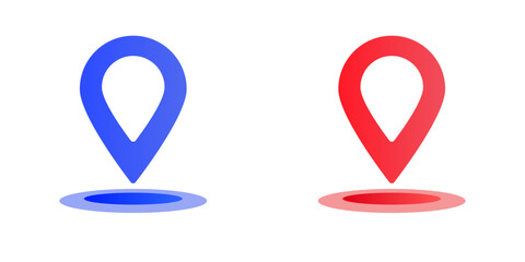 Wall Mural - set of map marker icons isolated on a white background - illustration of blue and red start and dest