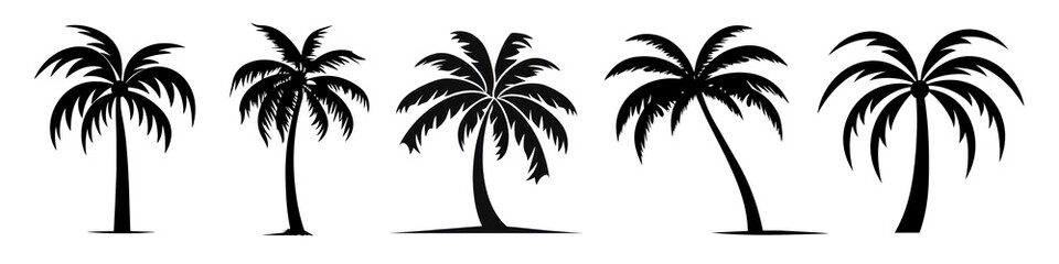 Wall Mural - Palm tree silhouette png cut out element set