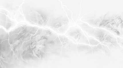 White color thunder overlay with clouds isolated on white background