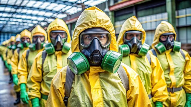 Stock photo of protective gear for Nuclear Biological Chemical (NBC) training , NBC, training, protective gear, hazmat suit, gas mask, contamination, mask, gloves, radioactive, biohazard