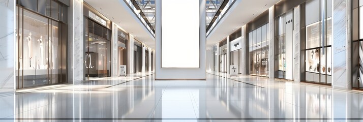 Poster - Generative Artificial Intelligence mockup of giant white screen in shopping mall
