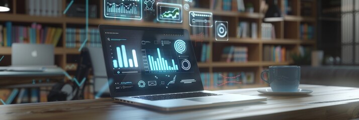 Poster - Authentication using two-factor authentication or cybersecurity fingerprint, access to a professional ERP electronic account, wide futuristic banner design