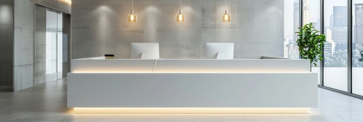 Aufkleber - Business reception background with white blank frame mockup - Generative AI