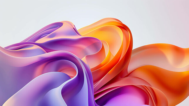 3D rendering of abstract colorful wavy shapes.