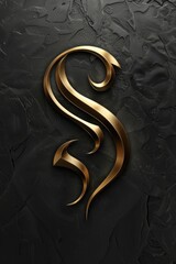 Poster - A single golden letter 'S' stands out against a dark, matte black background