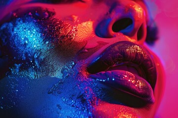 Poster - A person's face with glitter decorations, great for party or celebration imagery