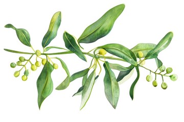 Poster - A picture of a branch with lush green leaves, suitable for nature or environmental themes
