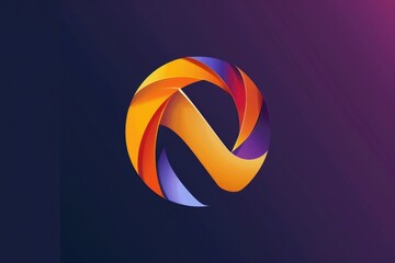 Poster - A close-up of a colorful logo featuring shades of purple and orange on a solid purple background, suitable for use in branding or design concepts