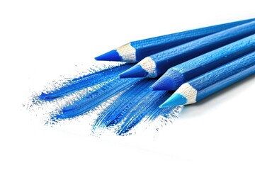 Aufkleber - A collection of blue pencils placed together on a desk or table