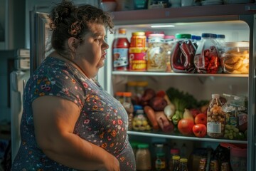 Aufkleber - A woman stands in front of an open refrigerator