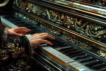 Poster - A close-up shot of someone playing the piano