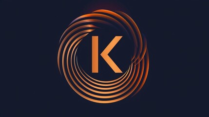 Aufkleber - A single letter k surrounded by a spiral shape, suitable for use in typography or design projects