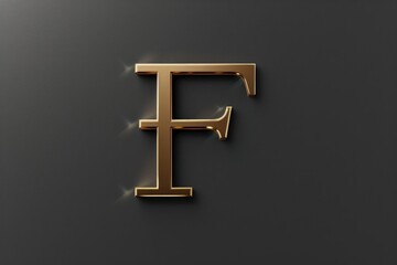 Canvas Print - A single gold letter F on a black background