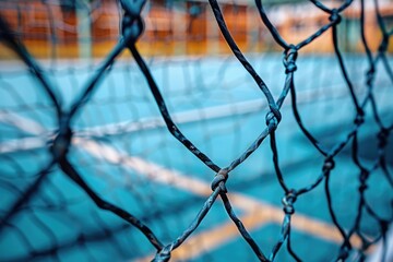 Poster - A close-up shot of a chain link fence with detailed texture and metal links