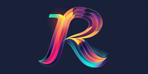 Poster - A colorful letter R on a dark background, ideal for use in branding or design projects