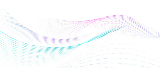 Wall Mural - flowing particles form waves, a gradient light pattern. modern technology background vector illustra