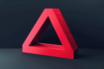 Poster - A close-up of a bright red triangular shape on a dark background, suitable for use in designs where attention is needed