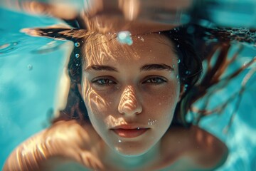 Poster - Swimming underwater in a pool