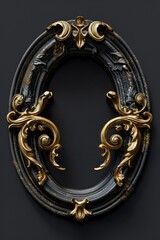 Aufkleber - A decorative picture frame with a black and gold design set against a dark background