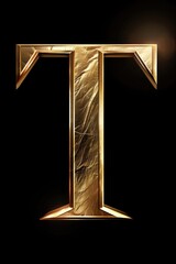 Aufkleber - A single golden letter T on a black background, suitable for use as a design element or symbol