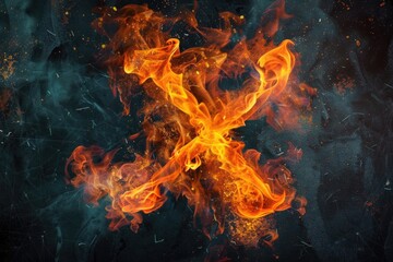 Poster - A fiery ember on a black surface, suitable for use in scenes where light and warmth are needed