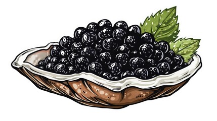 Wall Mural - A bowl filled with blackberries and covered in leaves