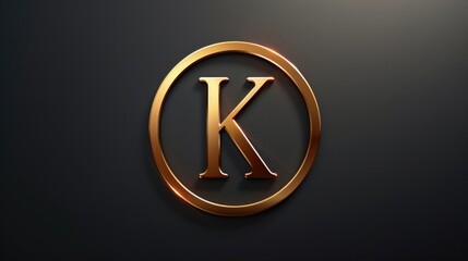Aufkleber - A golden letter K enclosed in a circle on a black background, ideal for branding or identity purposes