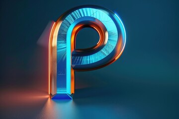 Poster - A single letter P illuminated in blue and orange colors, often used for decoration or highlighting important points